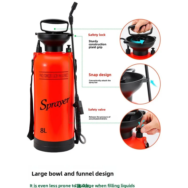 3-8L Household Agricultural Cleaning Spray Bottle, Garden Watering, Car Washing, Shoulder-Mounted Sprayer, Watering Can