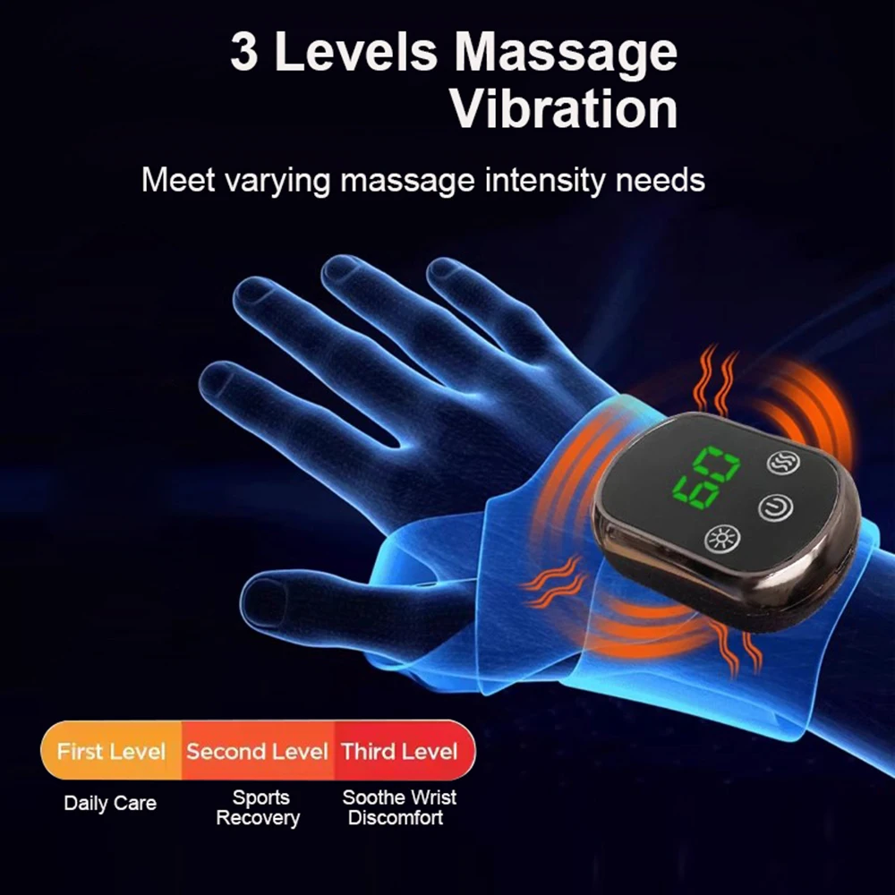Electric Heating Wrist Guard Vibration Massage Hot Compress Wrist Wrap Massager Hand Protector Rechargeable Wristband