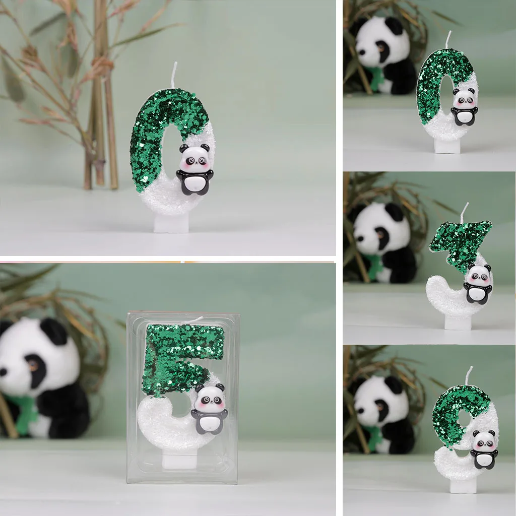 0-9 Number Candles Cute Panda Birthday Cake Party Candles Party Atmosphere Candles Scene Decoration Supplies Cake Decoration
