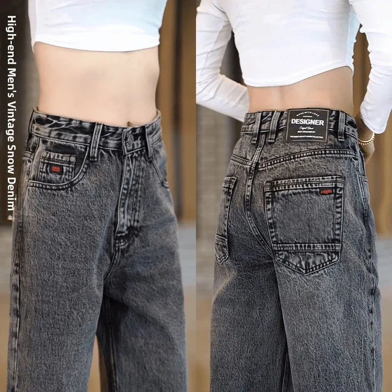 

Мужские джинсы в стиле ретро, прямые, свободные, широкие, повседневные, универсальные, черные