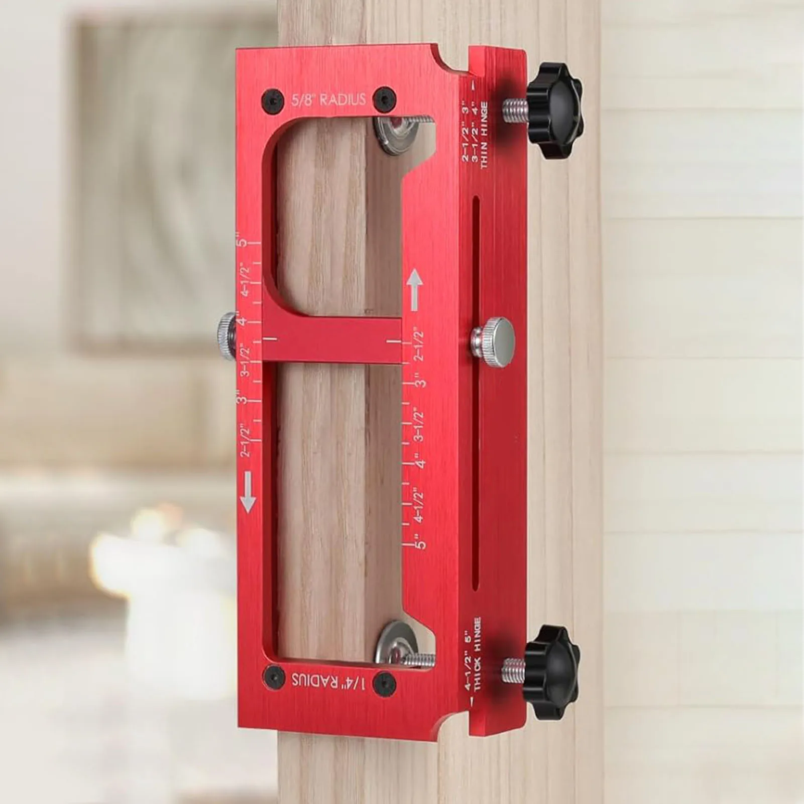 Door Hinge Mounting Template Adjustable Router Mortise Jig for 2.5 to 5 Inch Length 1/4 and 5/8 Inch Radius Hinges