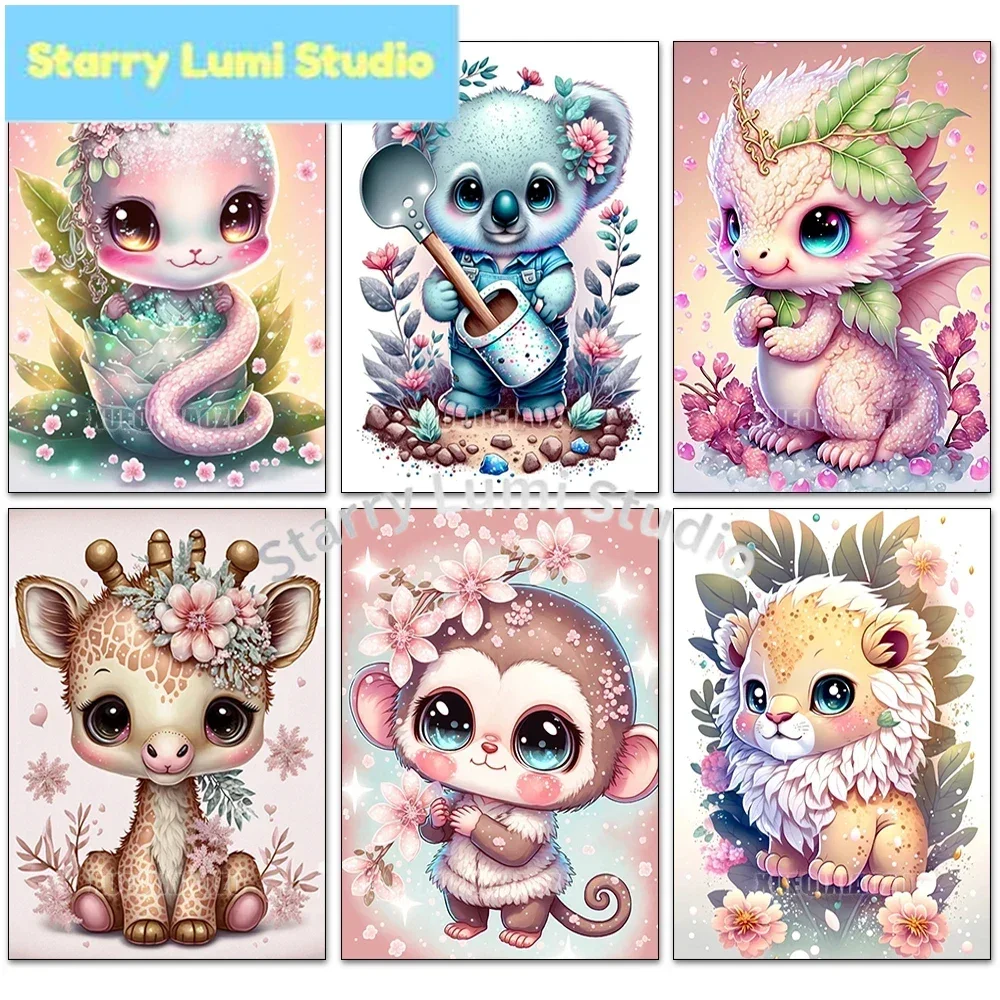 5D DIY Diamond Painting Cute Dog Tiger Koala Full Diamond Embroidery Cartoon Animals Mosaic Rhinestone Pictures Home Decor Art