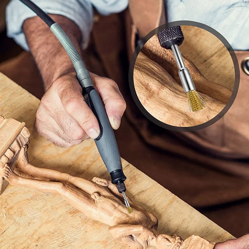 90 Stück Messingdraht räder Stift bürsten Set Stift förmiges Stahldraht rad bürstenset zur Rosten tfernung Abisolieren Polieren