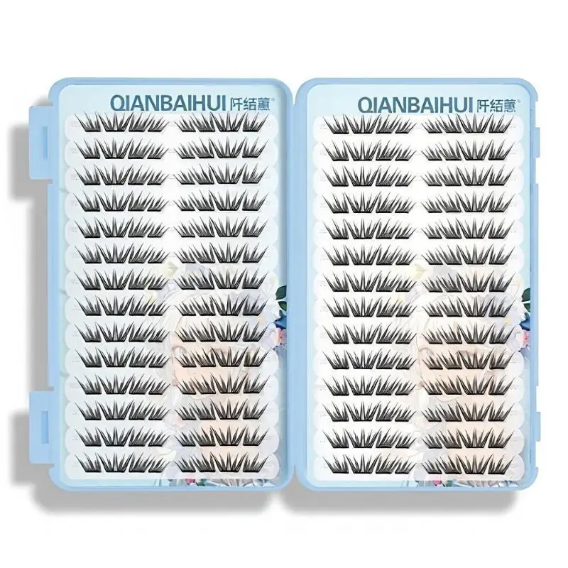 New Fox Eye Manga False Eyelashes Large Capacity Fluffy Tapered Thick Segmented Individual Cluster Lash Extensions Enlarge Eyes