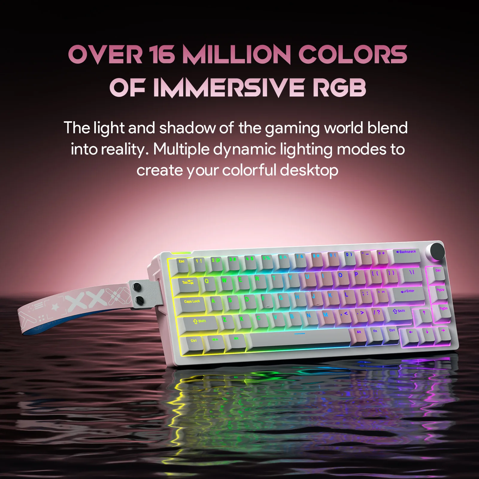 FURYCUBE V68 Wired Mechanical Keyboard 68 Keys Smart Volume Knob RGB Music Rhythm Hot-Swappable Web Driver For E-sports Gaming