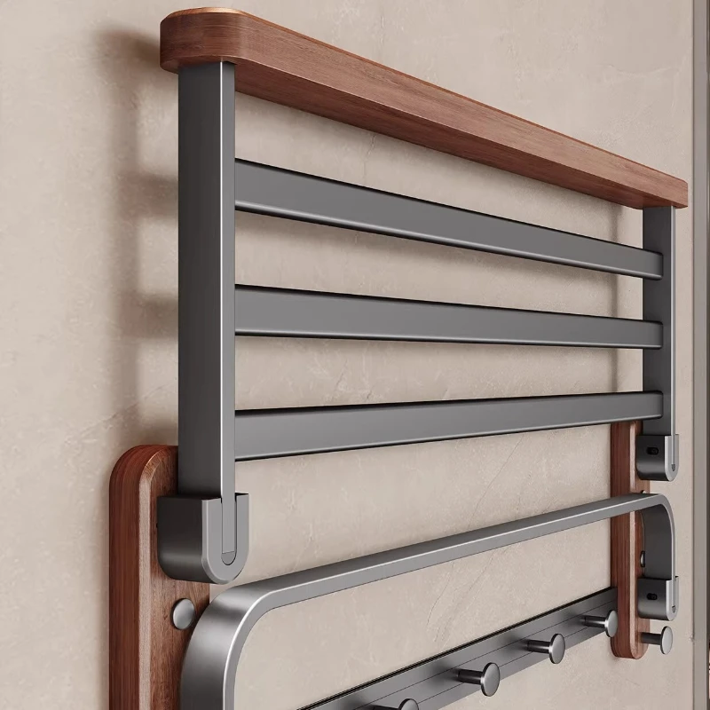 

Walnut Towel Rack Non-punching Bathroom Towel Rack Bathroom Rack Integrated