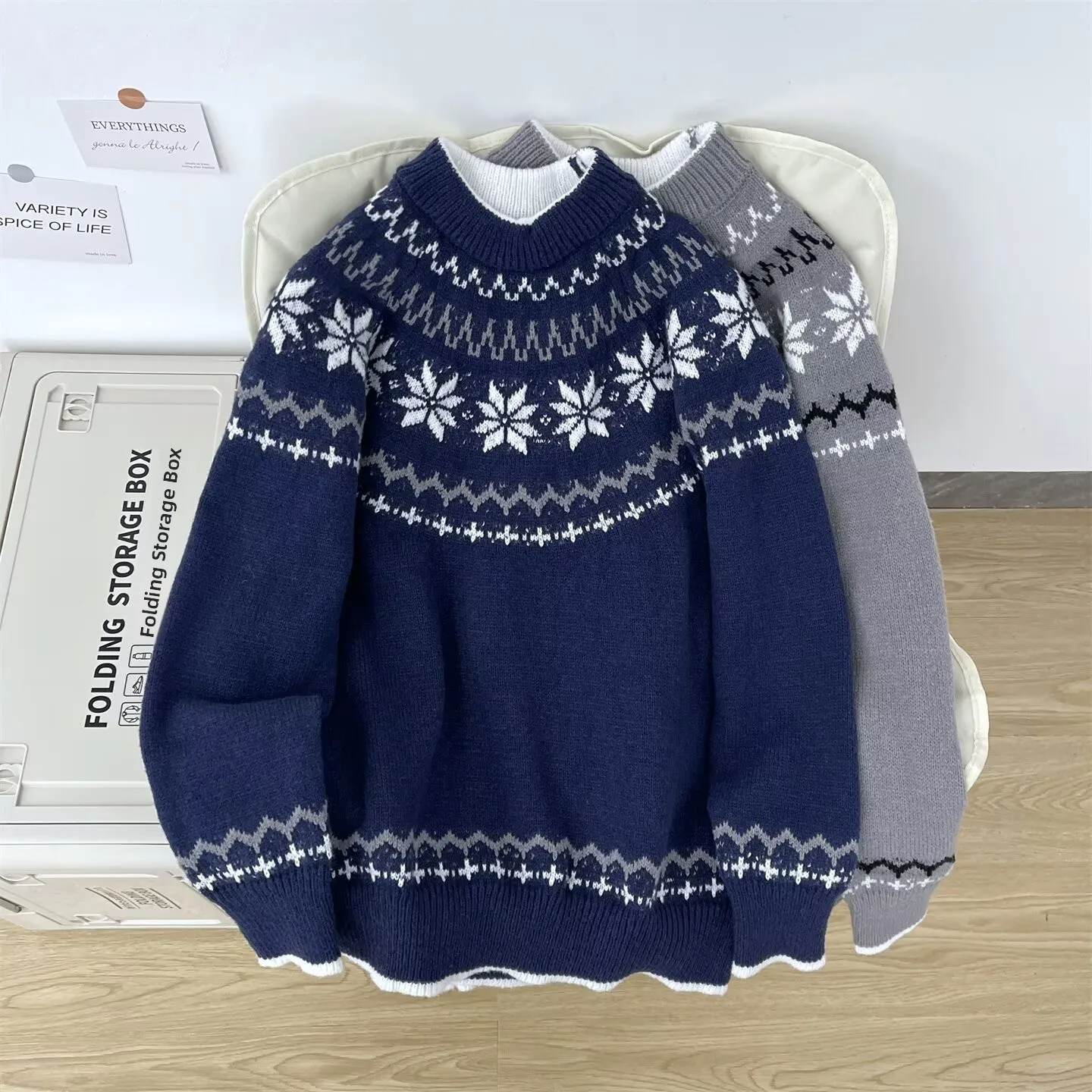 

Мужской вязаный свитер с круглым вырезом в стиле Fair Isle, американский ленивый шик, осенне-зимняя винтажная шерстяная рубашка для ношения под одеждой