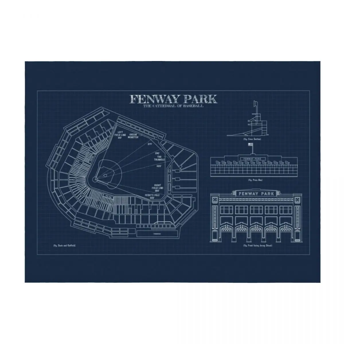 

Fenway Park. The Cathedral of Baseball (Navy Blueprint) Throw Blanket Multi-Purpose Blankets Sofas Of Decoration Hairy Blankets