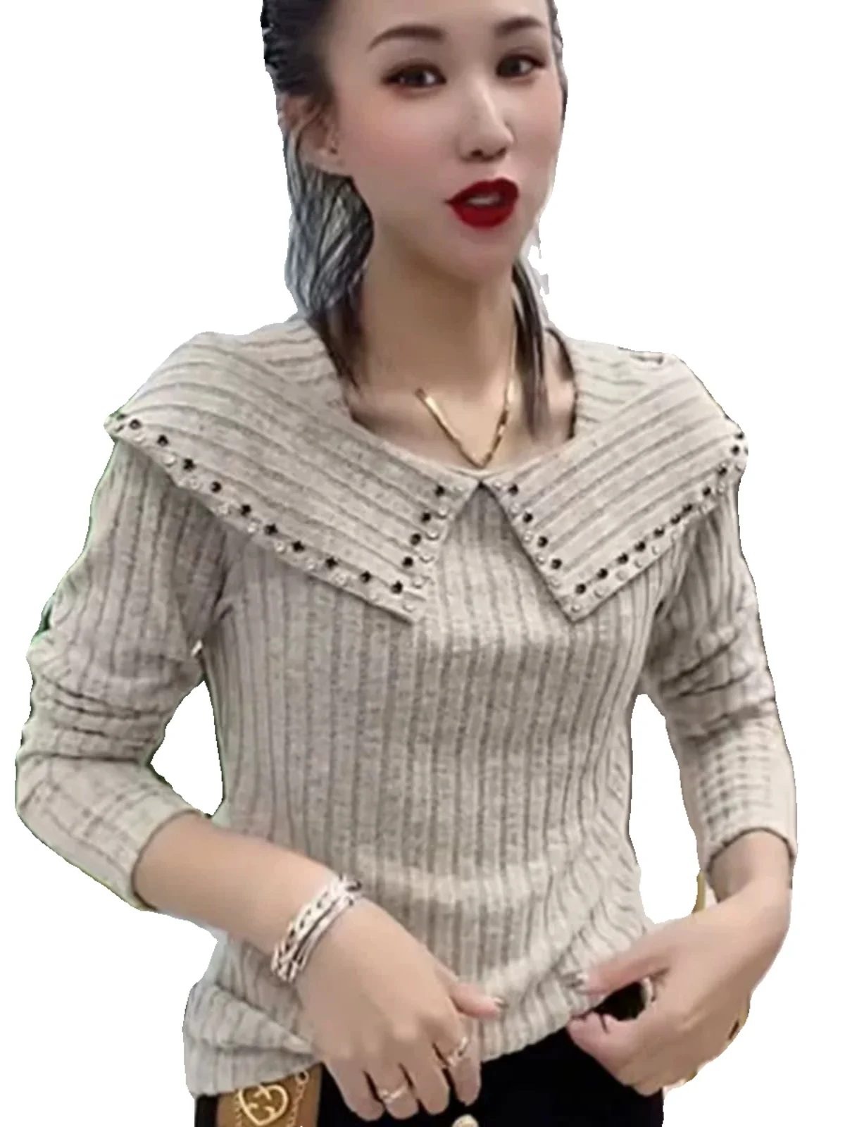 

Темпераментные лоскутные универсальные пуловеры, весенне-осенние однотонные уличные повседневные футболки с длинными рукавами, модная офисная женская одежда