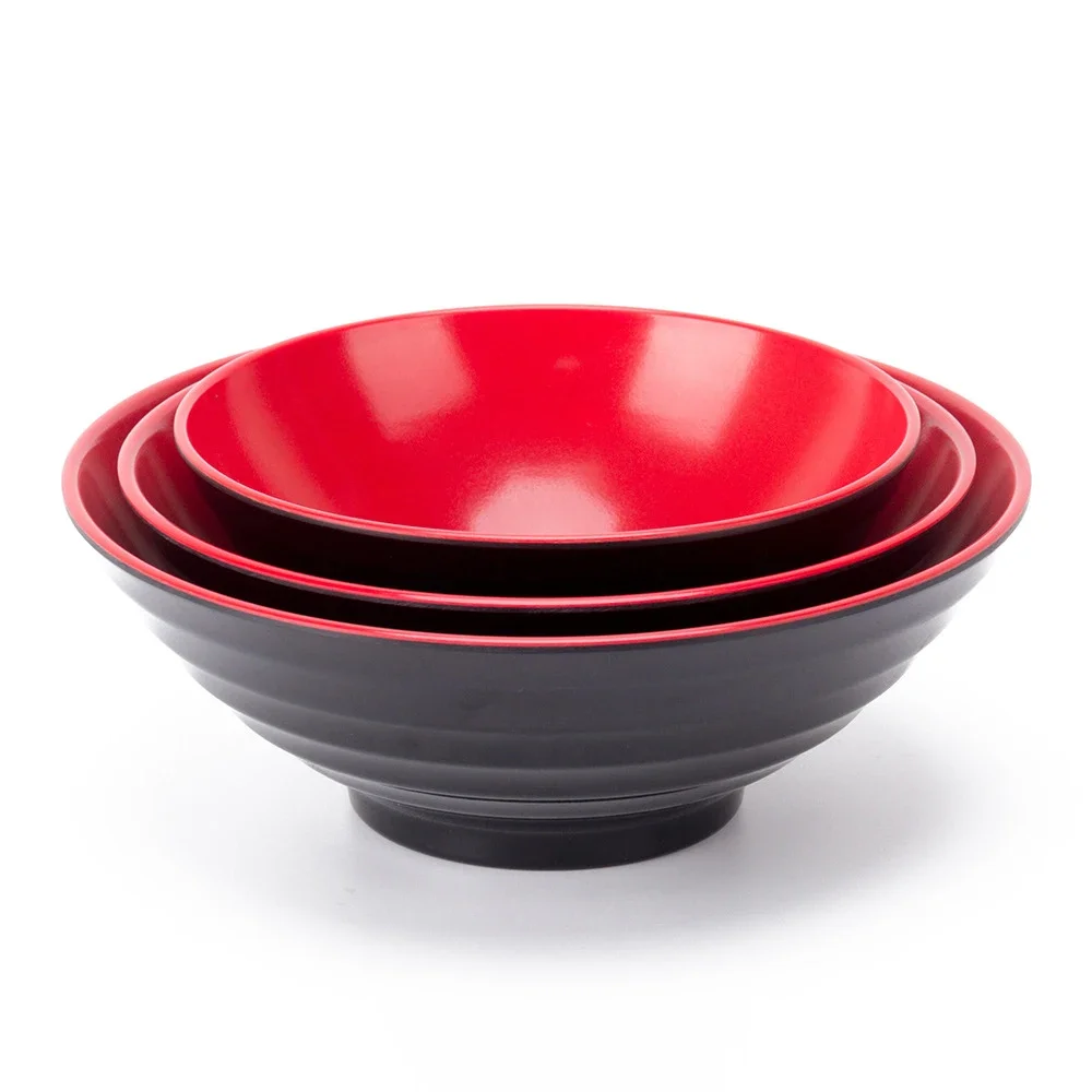 Melamine Porcelain Imitation Black Red Single-sided Threaded Beef Lamian Noodles Bowl Spicy Hot Pot Soup Bowl Canteen Tableware