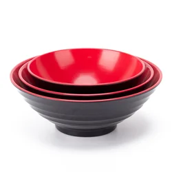 Melamine Porcelain Imitation Black Red Single-sided Threaded Beef Lamian Noodles Bowl Spicy Hot Pot Soup Bowl Canteen Tableware