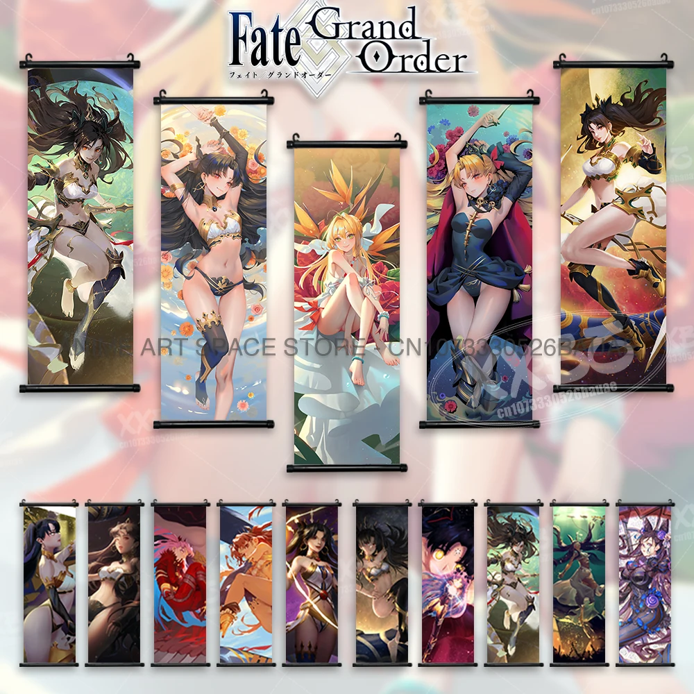 

FGO Hanging Paintings Anime Home Decor Classic Canvas Scrolls Pictures Ishtar Wall Art Kawaii Characters Posters Latest Bedroom