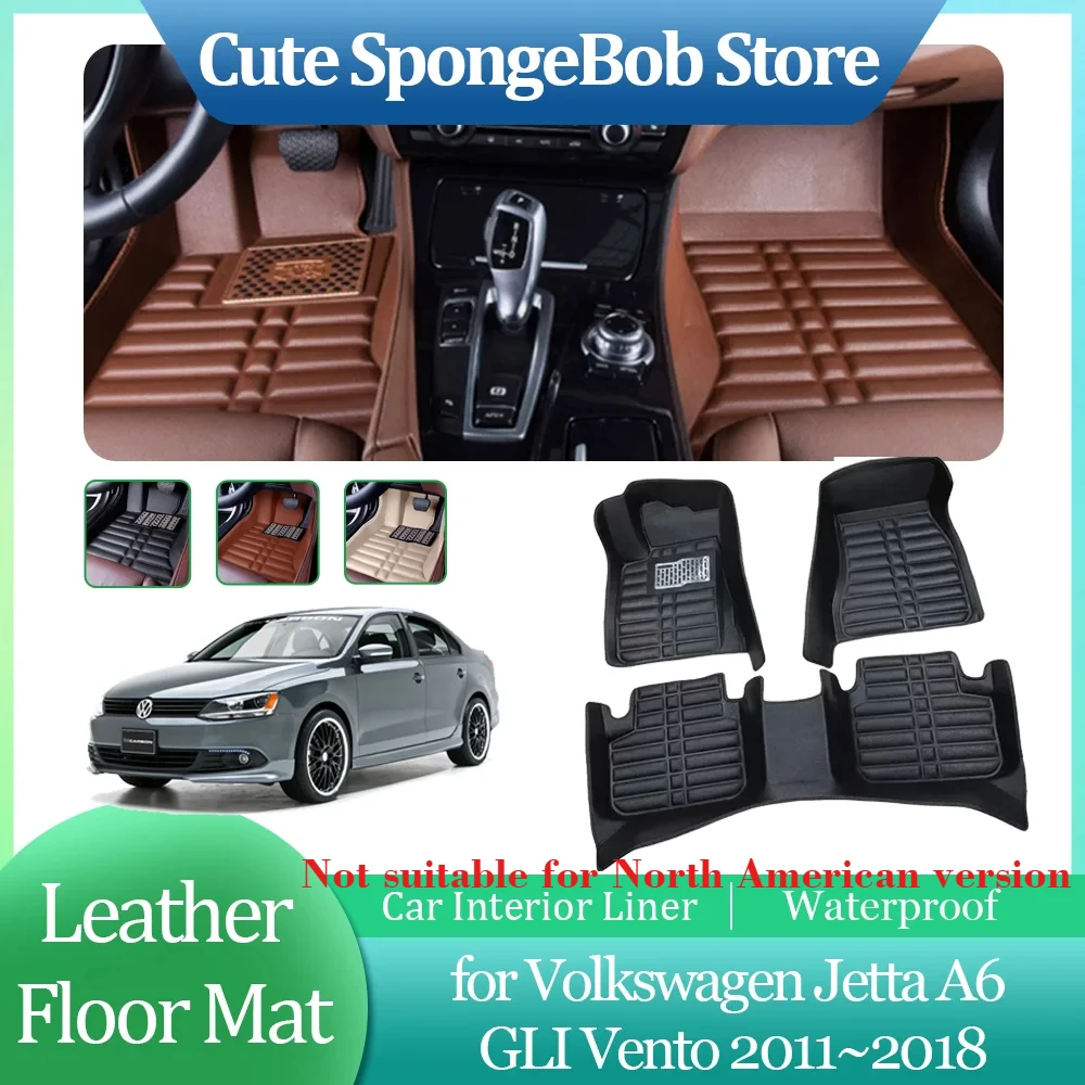 

Car Leather Floor Mat for Volkswagen VW Jetta A6 GLI Vento 2011~2018 2012 Foot Liner Waterproof Pad Carpet Custom Accessories