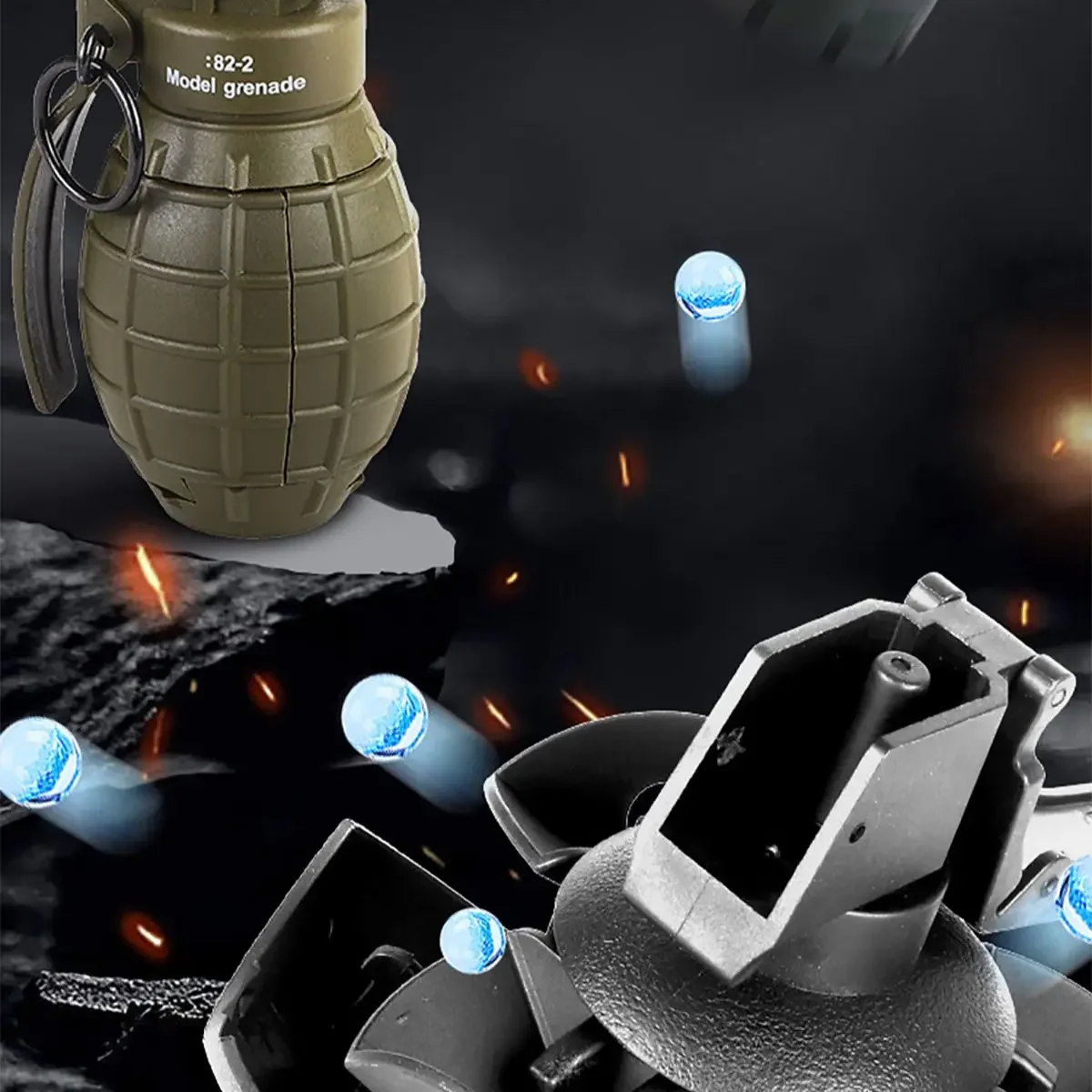 AQTactical Smoke Grenade Model M67 Burst Mine Water Grenade Bouncing Smoke Grenade and Other 10 Different Airsoft Grenade Models