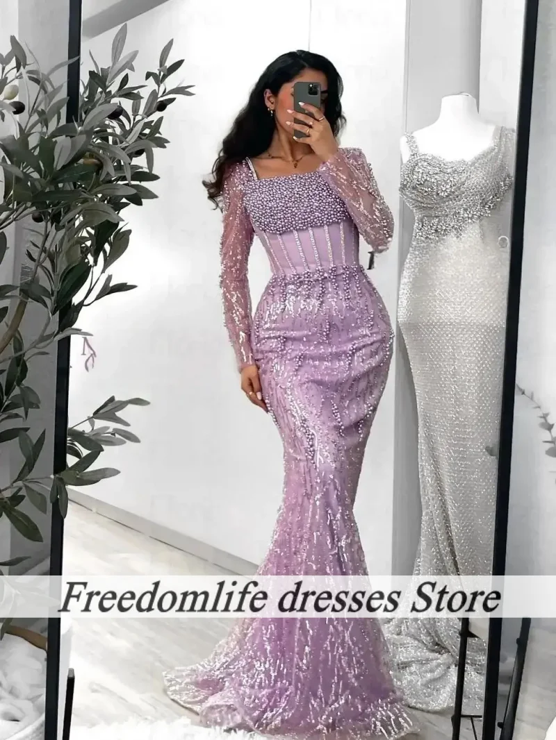 Robe De soirée De forme sirène, tenue De soirée délicate, col carré, longue, personnalisée, pour fête De mariage, robes De bal pour femmes