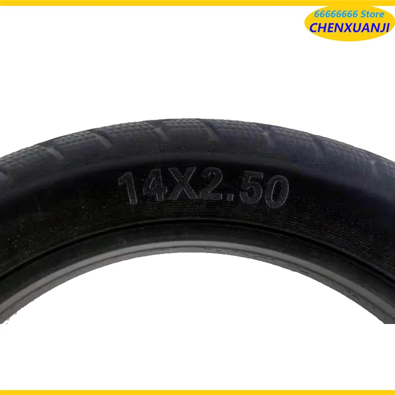 14X2.50 Solid Tire (bold) for Electric Vehicles Bike Non-inflatable Elastic Tires Explosion-proof and Stab-proof