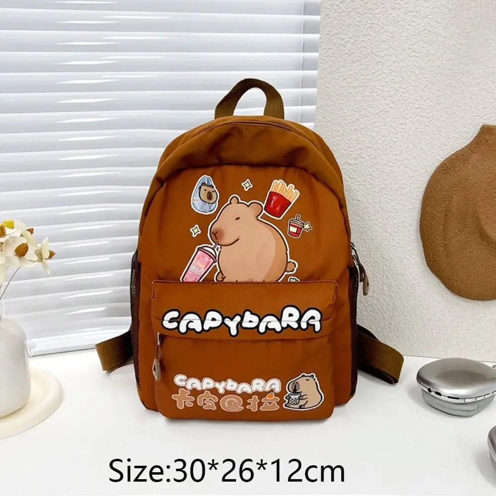 Creative Large Capacity Capybara Shoulders Backpack Adjustable Strap Casual Versatile Kids Schoolbag Travel Rucksack