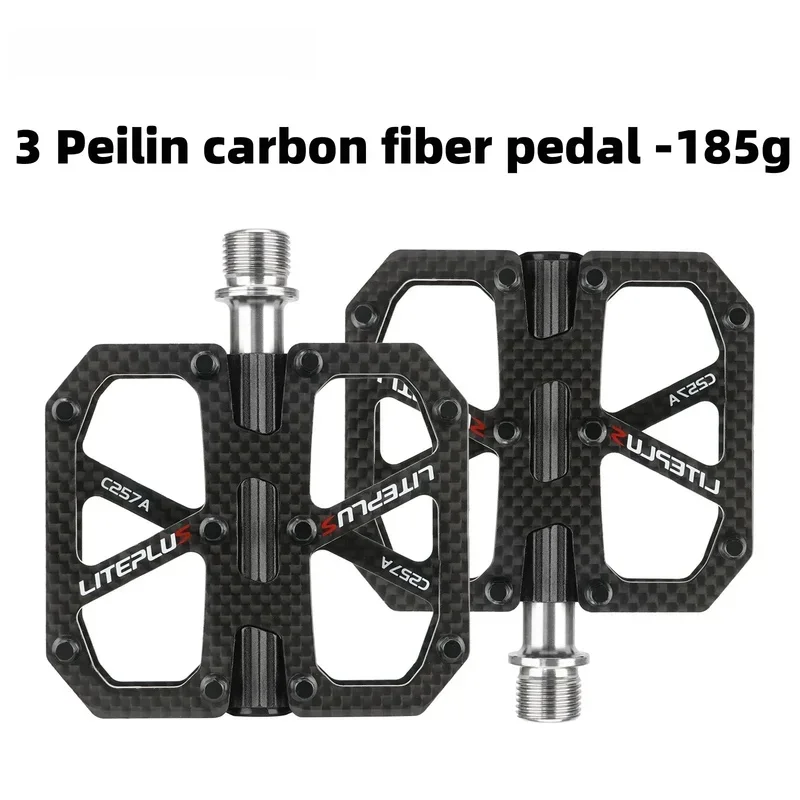 

LITEPLUS Сверхлегкая педаль из углеродного волокна для горного велосипеда, 185 г, титановый вал, 3 подшипника, педаль для шоссейного велосипеда, противоскользящая гоночная педаль