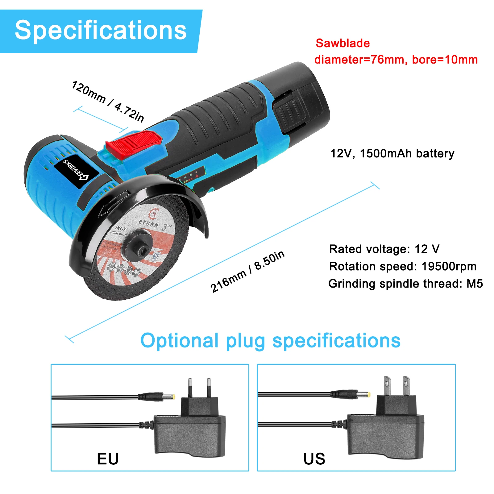 12V 19500rpm Electric Grinding Tool Multifunctional Mini Grinder Handheld Cutter Cutting Polishing Ceramic Tile Wood Stone Steel