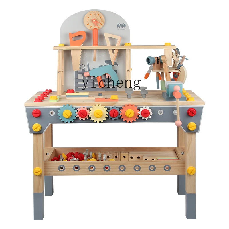 Xl Kinderen Houten Gereedschapstafel Baby Reparatie Gereedschapskist Schroef Reparatie Kit Puzzel