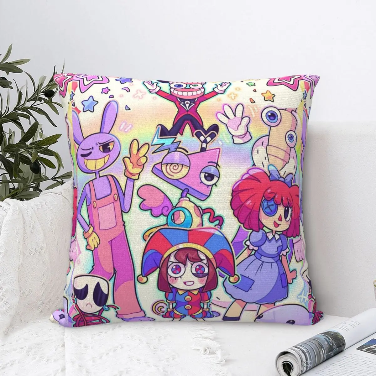 

The Amazing Digital Circus Tv Series Pillowcase Polyester Cushion Cover Decoration Throw Pillow Case Cover Home Square 45*45cm