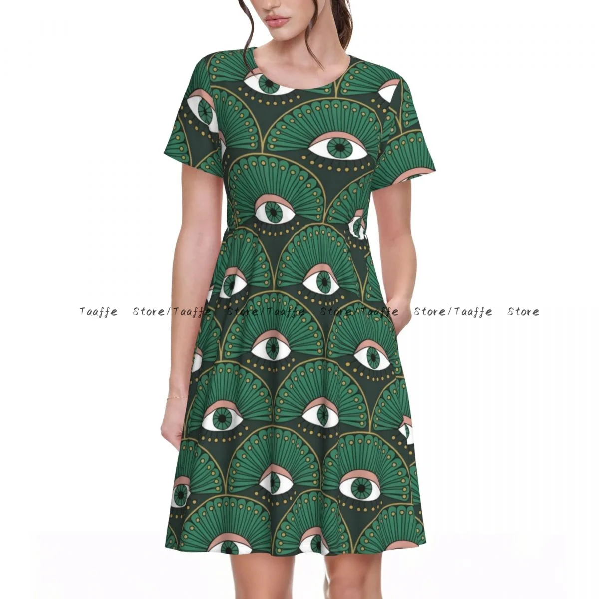 

Summer Women Dress You Are So Art Casual Beach Holiday Short Sleeve Round Collar Woman Midi Dress
