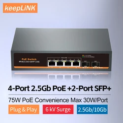 4-Port Multi-Gigabit 2.5G Ethernet PoE+ Switch with 2 SFP+ Ports