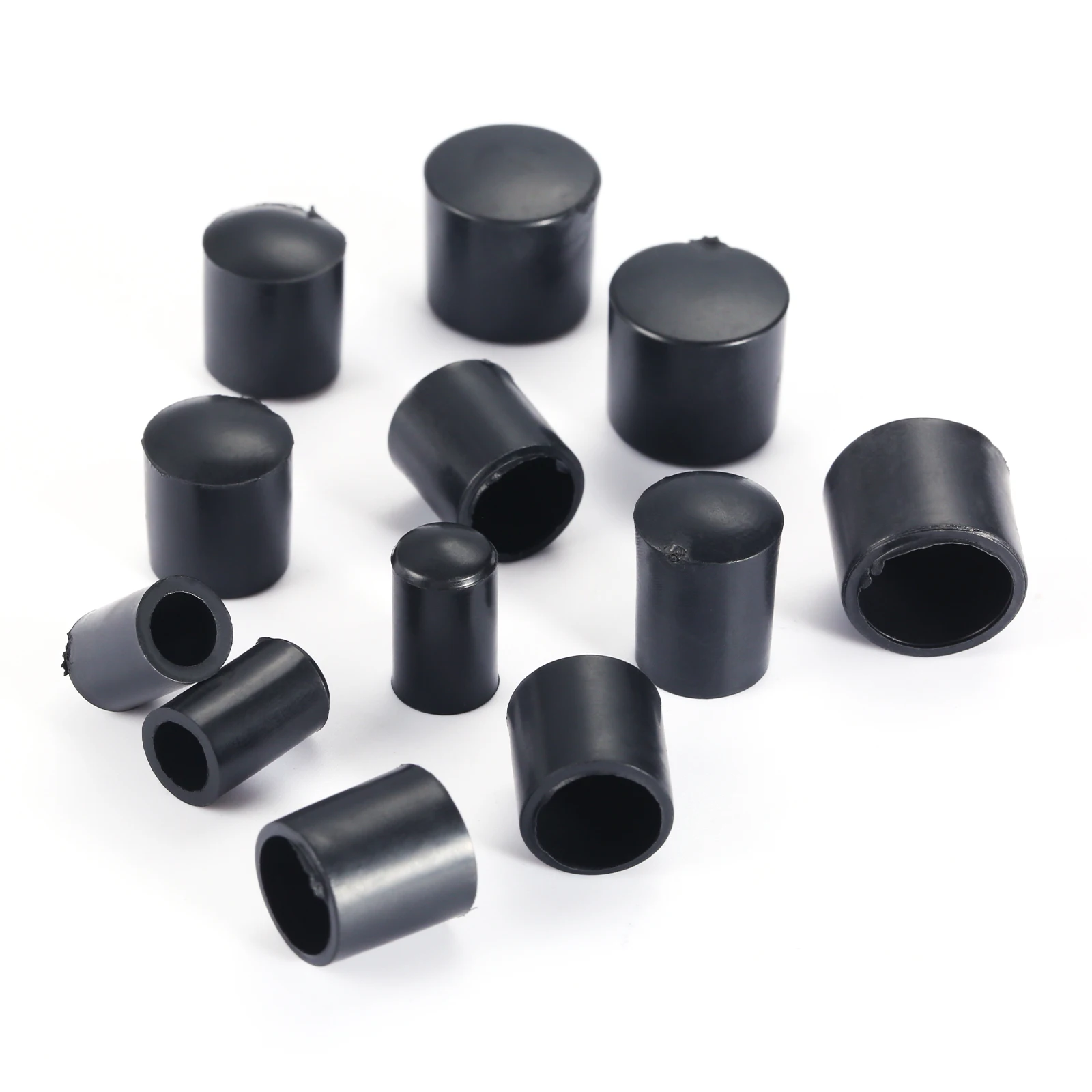 50pcs Rubber Round Tube End Push-in Cap Cover M6 M8 M10 M12 Pipe Plug Screw Thread Protector Bolt Safety Chair Feet Table Tip