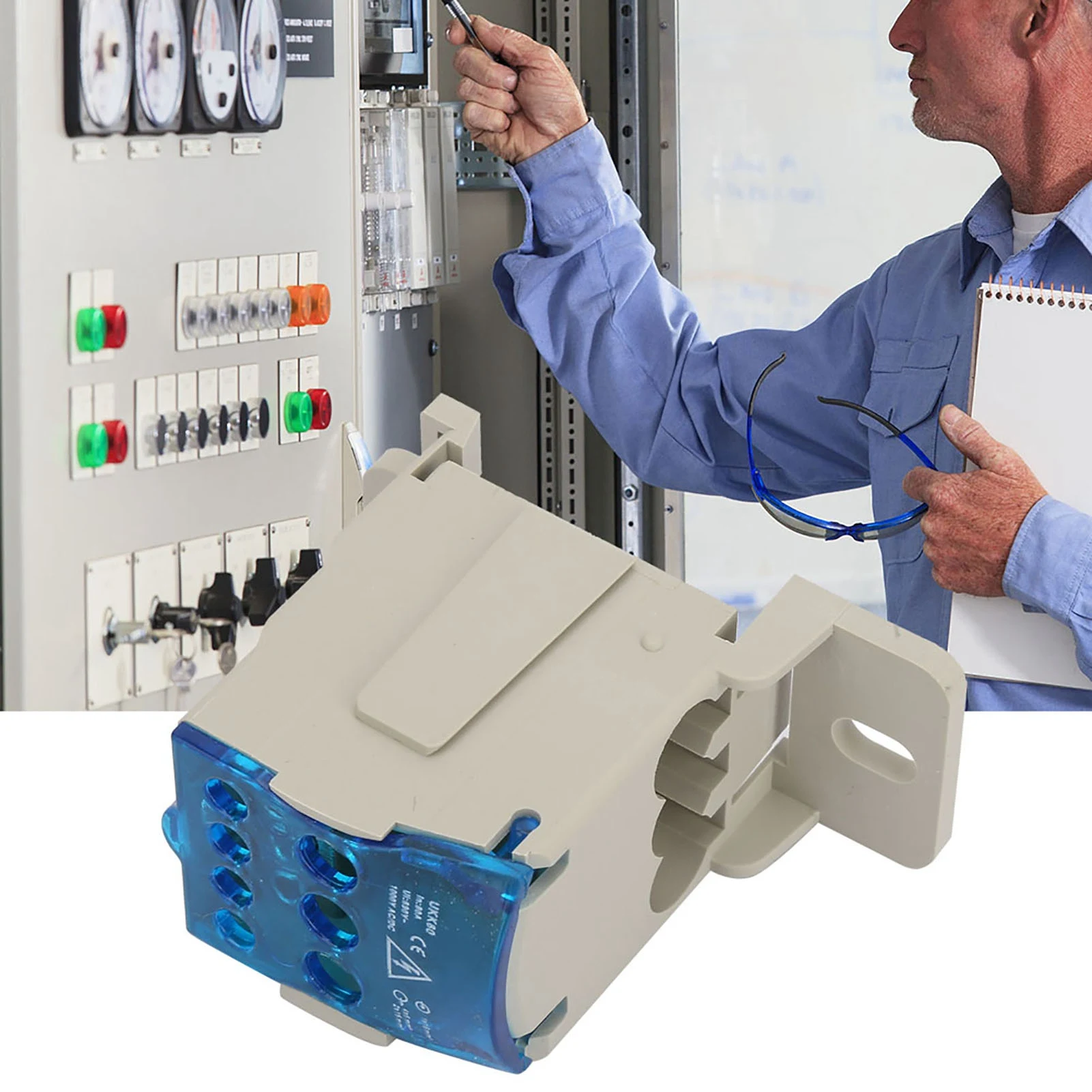 UKK-80A Block Distribution Box Din Rail Terminal Block Distribution Box Electric Wire Connector  Power Junction Box
