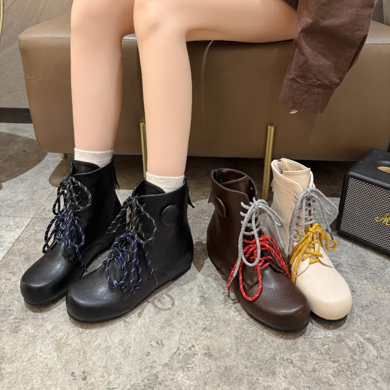 

2025 новые модные и простые женские ботильоны на плоской подошве, повседневные ботинки, модные трендовые зимние спортивные женские ботинки