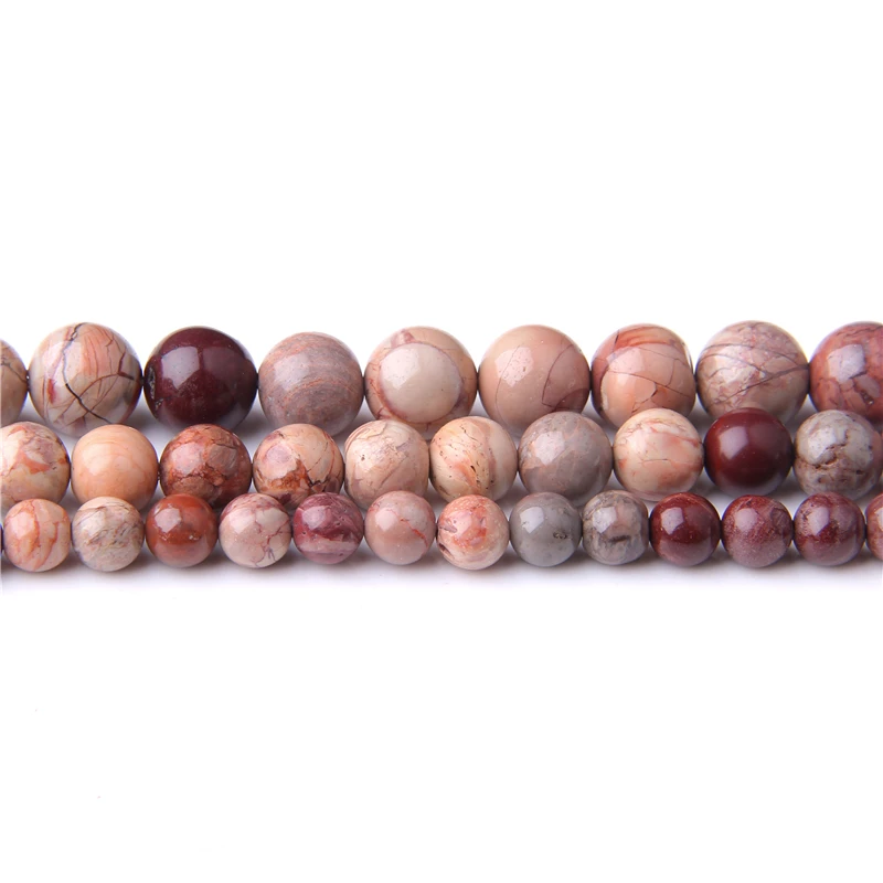 Natural Rose Quartzs Red Stone Beads 6/8/10mm Smooth Loose Spacer Bead Rhodonite Agates Round Bead for Jewelry Making Accessory