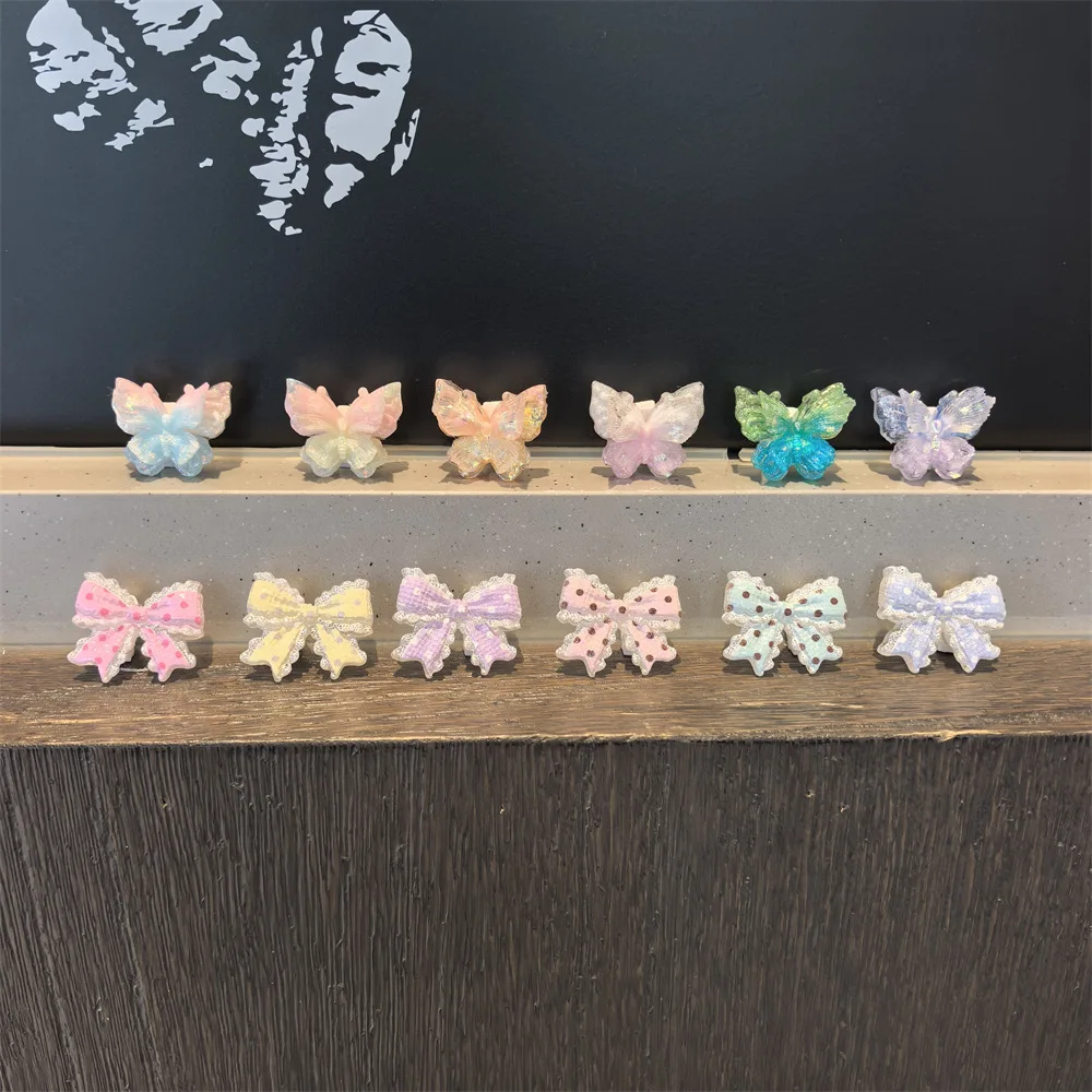 Children Resin Shoe Charms Tulip Fairy Flower Gradient Butterfly Glitter Colorful Decor for Princess Sneakers High Quality