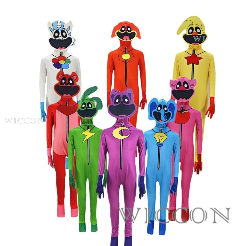 Smiling Poppy Cosplay Cosplay Costume Scritters Jumpsuit Set Kids Children Role Play Halloween Carnival Party Christmas Gifts