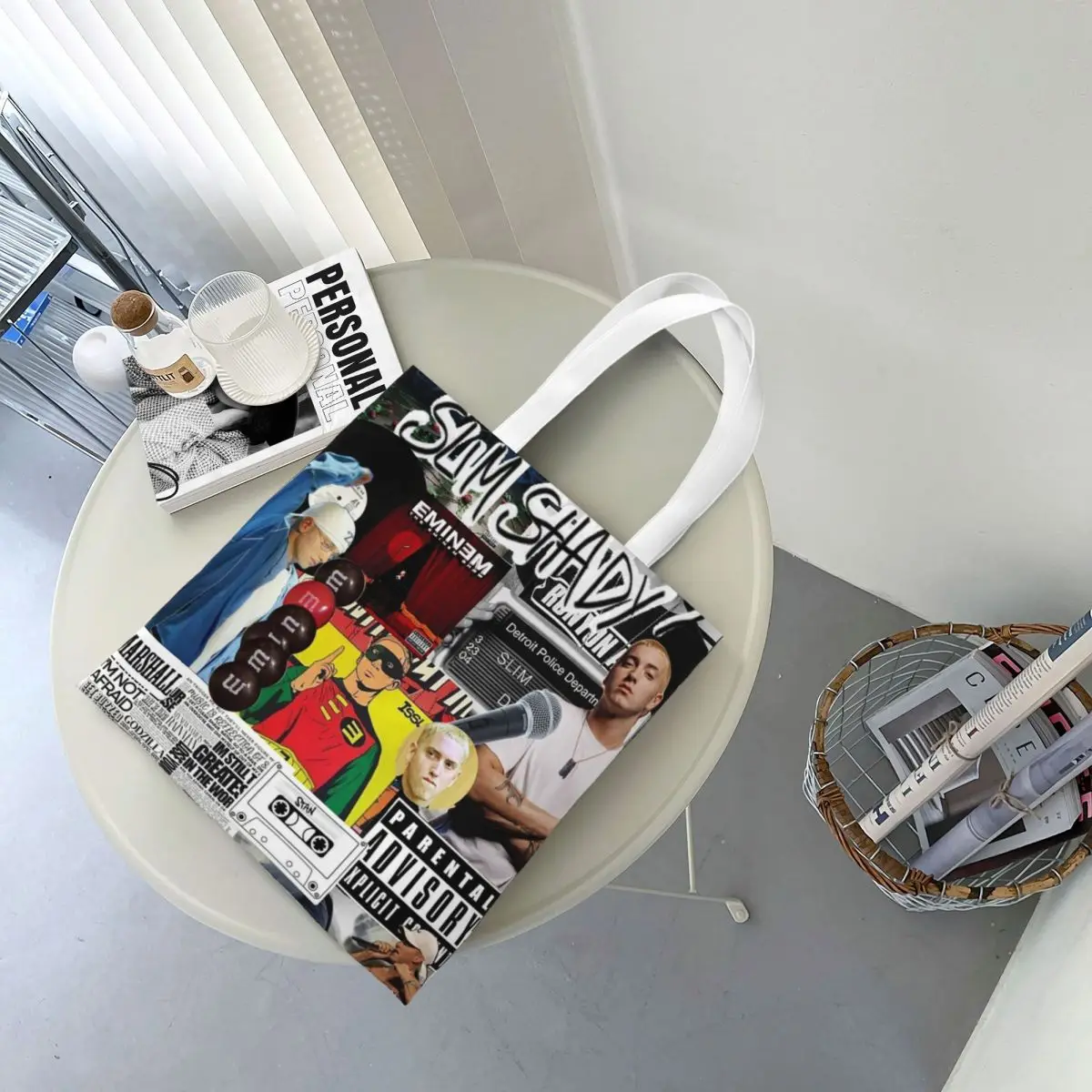 Rapper Rap God Eminem  Shopping Bags Canvas The Tote Bag Folding for Girls Shoulder Tote Travel Handbag