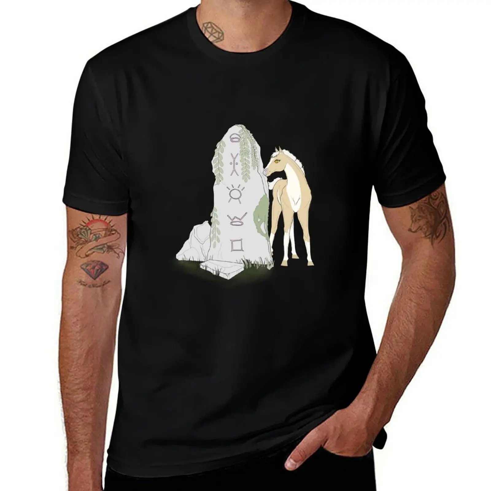 Star Stable Online inspirado potro con una runa piedra camiseta camisetas de algodón camiseta de alta calidad