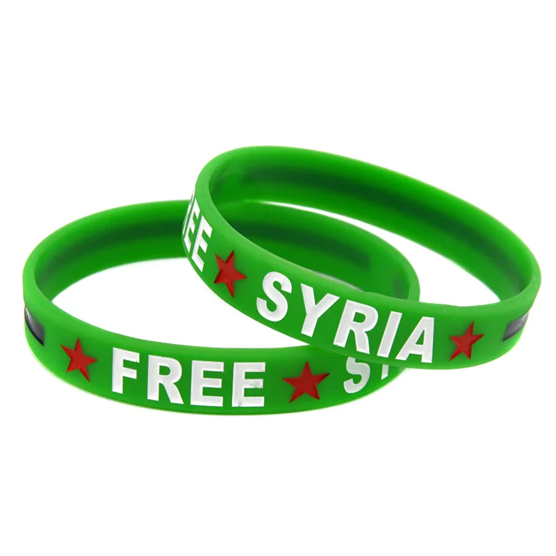 1PC/3PCS Free Syria Flag Logo Silicone Bracelets Sports Gift Rubber Bangle Adult Size