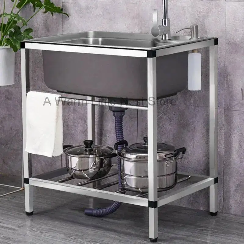 

Chinese Metal Kitchen Sinks for Restaurant Sink with Bracket One-piece Simple and Creative Household Kitchen Sink for Kitchen