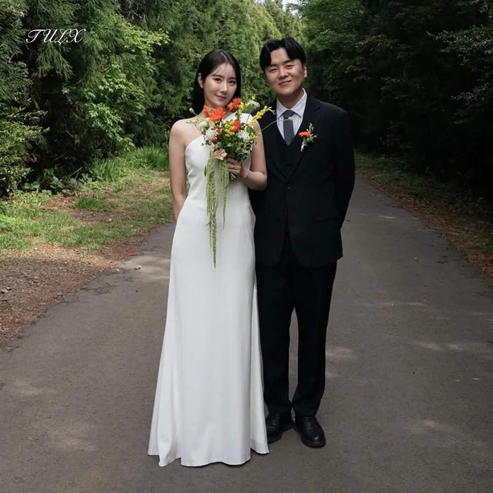 

TULX Elegant Ivory Satin Wedding Dress Korea Photo Shoot One Shoulder Mermaid Long Bridal Gown Corset Customized 웨딩드레스 2025