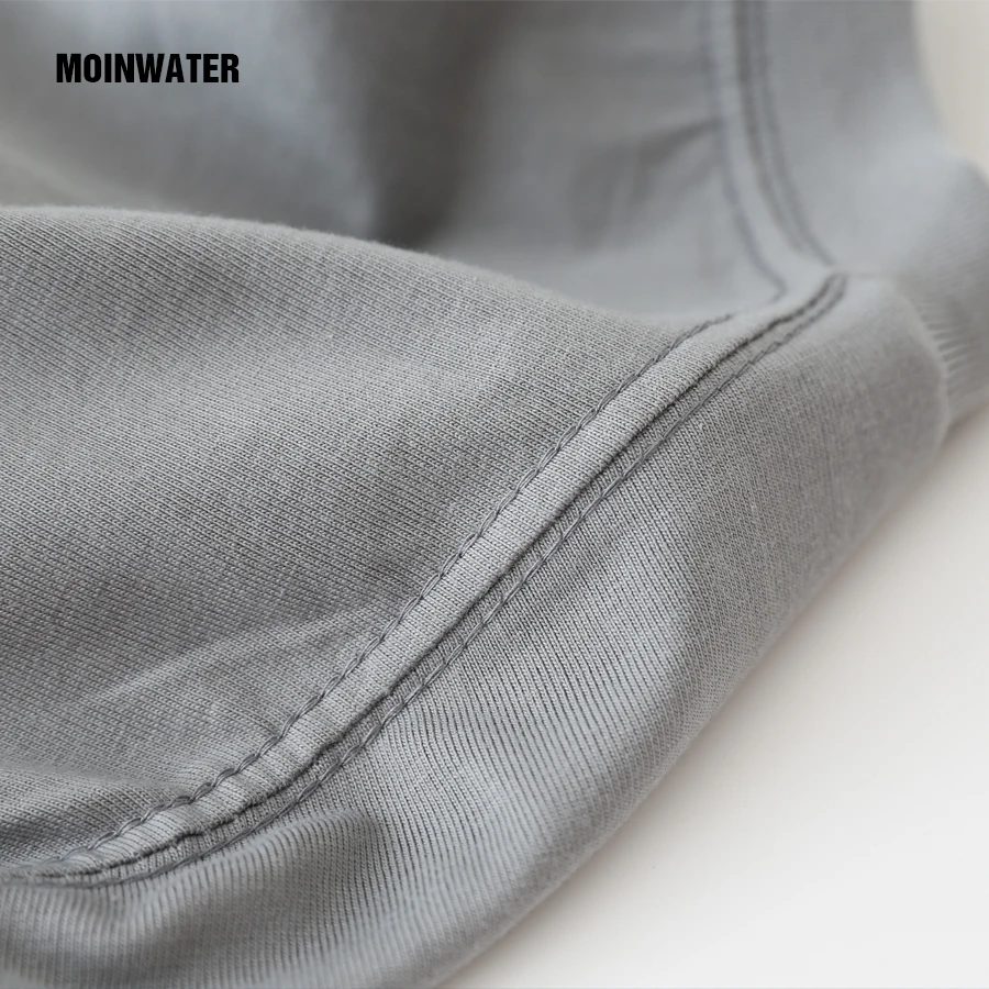 MOINWATER 2022 New Men Thick Long Sleeve T shirts Male Cotton Autumn Casual White Tees Printed Grey Tops for Spring MMLT2207