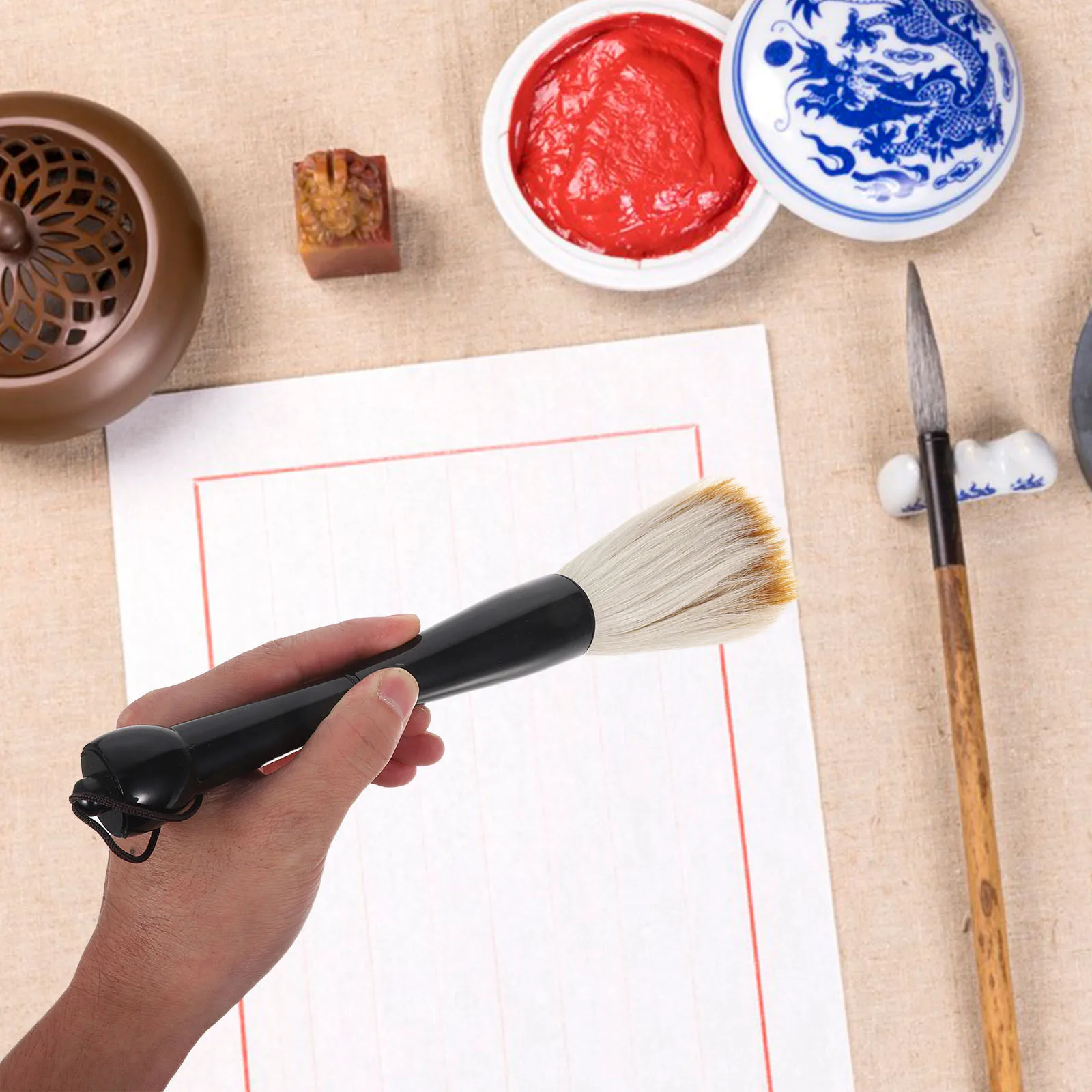 

3.5 Inch Traditional Chinese Brush Calligraphy Pen Tip Durable for Ink Painting Writing Sumi Ink Brush