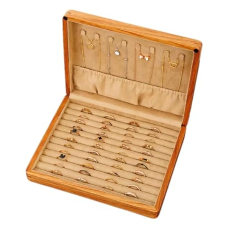 

Кольца из цельного дерева, запонки, серьги, ожерелье, шкатулка для драгоценностей для ящика, органайзер для хранения нескольких колец, деревянные держатели для ящиков