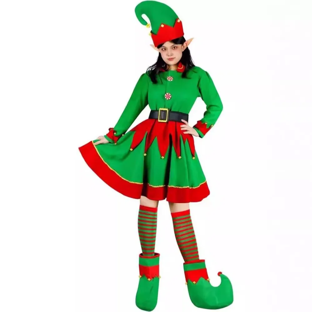 

Christmas Elf Costume Adult and Children's Suit Santa Claus Assistant Role-playing Costume Christmas Costume Lady