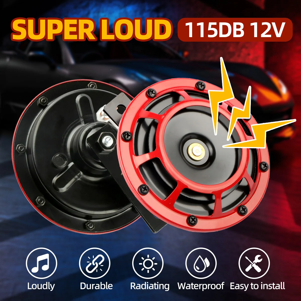 2pcs 12V 120Db Horn Super Loud Compact Electric Blast Tone Air Horn Kit For Motorcycle Car Truck loud car horn