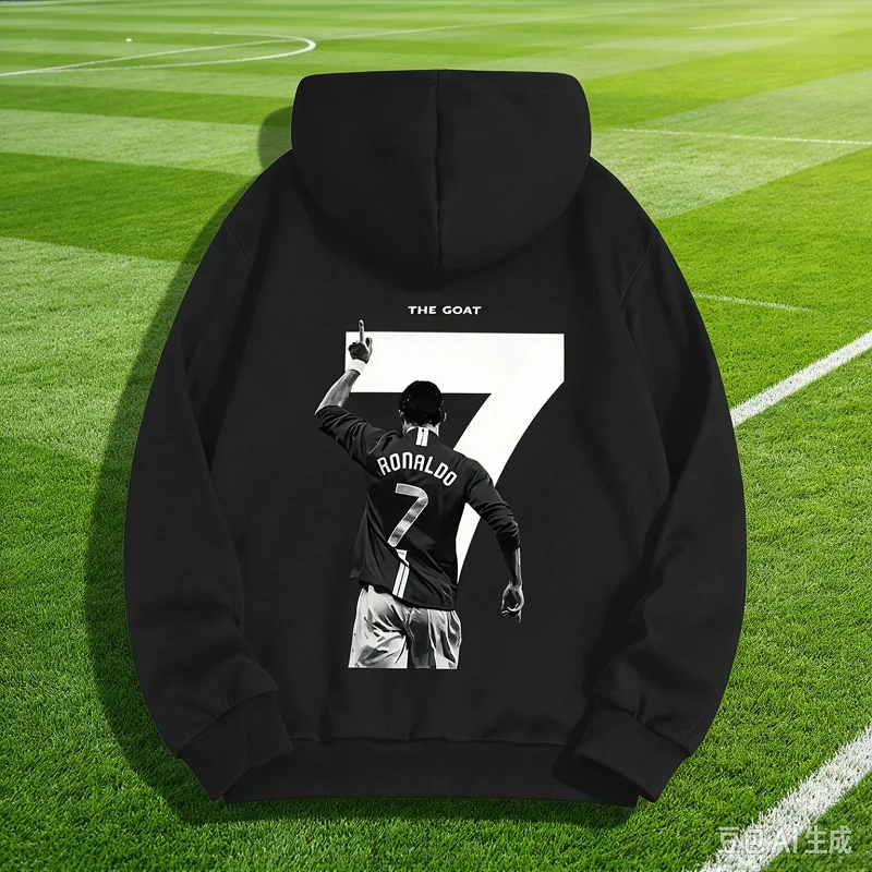 CR7 Cristiano Ronaldo Soccer Graphic Men's Women's Pullover Hoodie Jersey Back Print Harajuku Leisure Neutral Sweatershirt Top