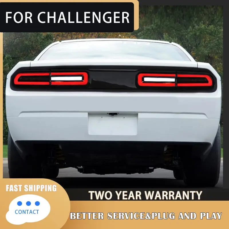 1 Pair LED Tail Light Assembly for Dodge Challenger 2008-2014 Tail Lights Plug and Play with LED Dynamic Turning Rear Tail Lamps