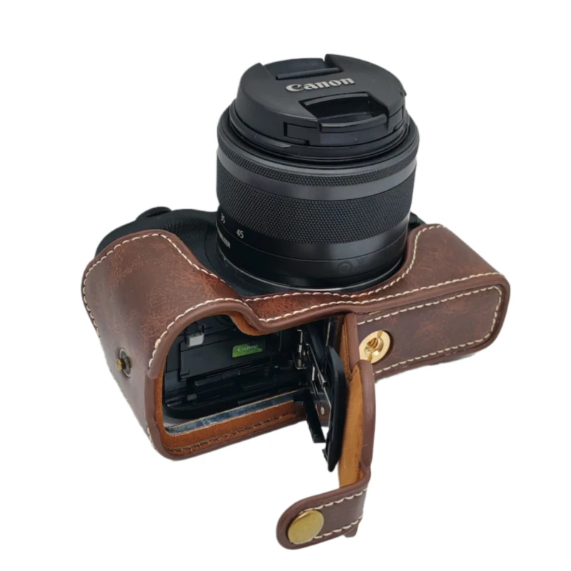 Retro M3 Camera Case PU Leather Half Body Skin Cover For Canon EOS M3