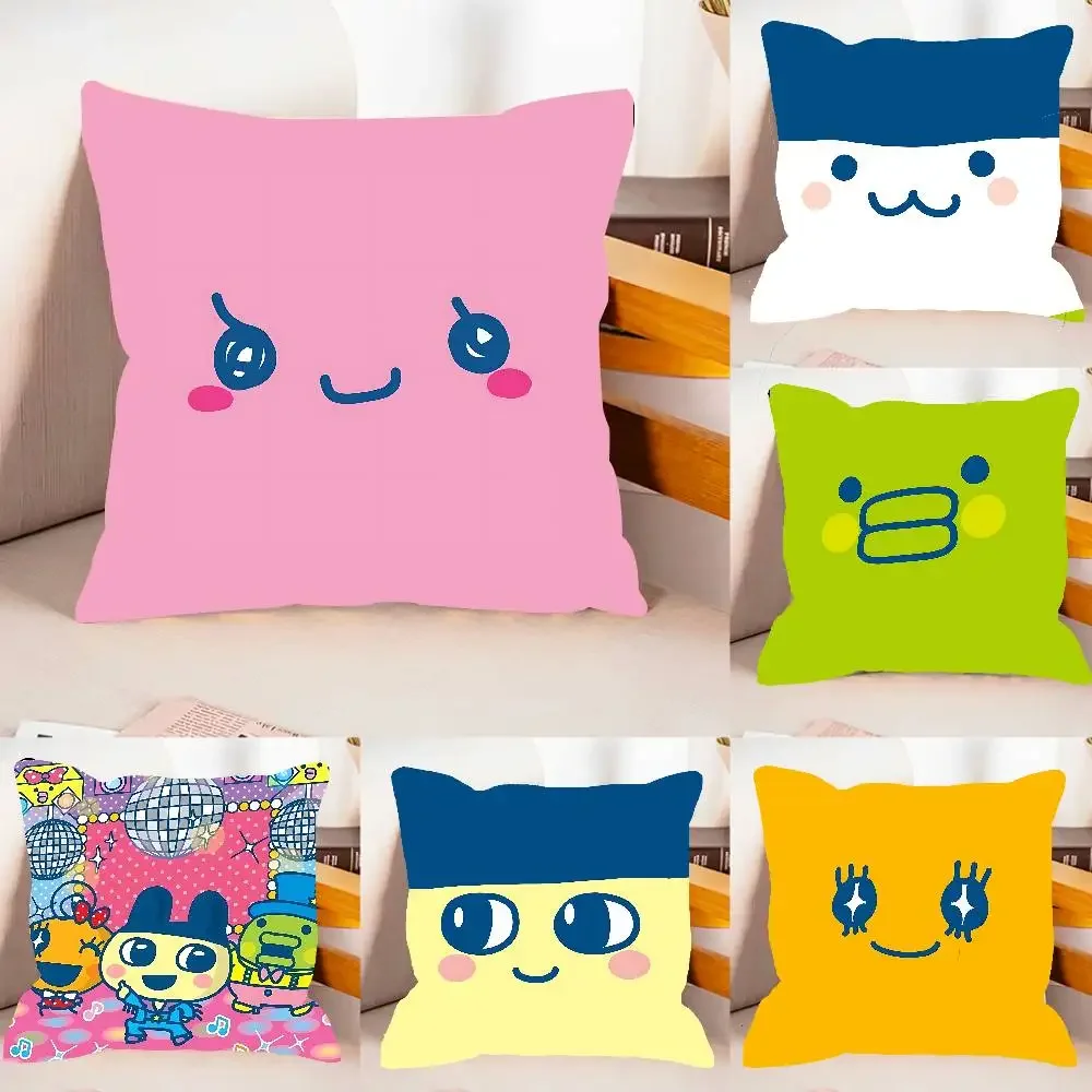 Kawaii T-Tamagotchi Pillow Case Pattern Printed Pillowcase For Living Room Sofa Cushion Cover & Bedroom Decor