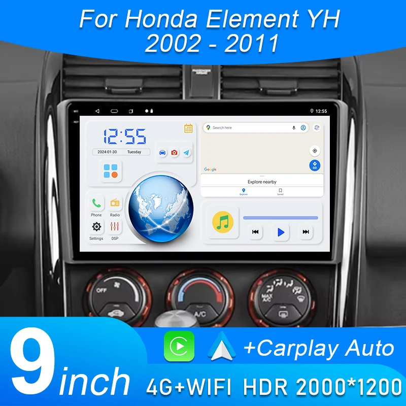 

Android Auto For Honda Element YH 2002 - 2011 Car Radio Multimedia Video Player GPS Navigation Carplay QLED BT WIFI NO 2din DVD