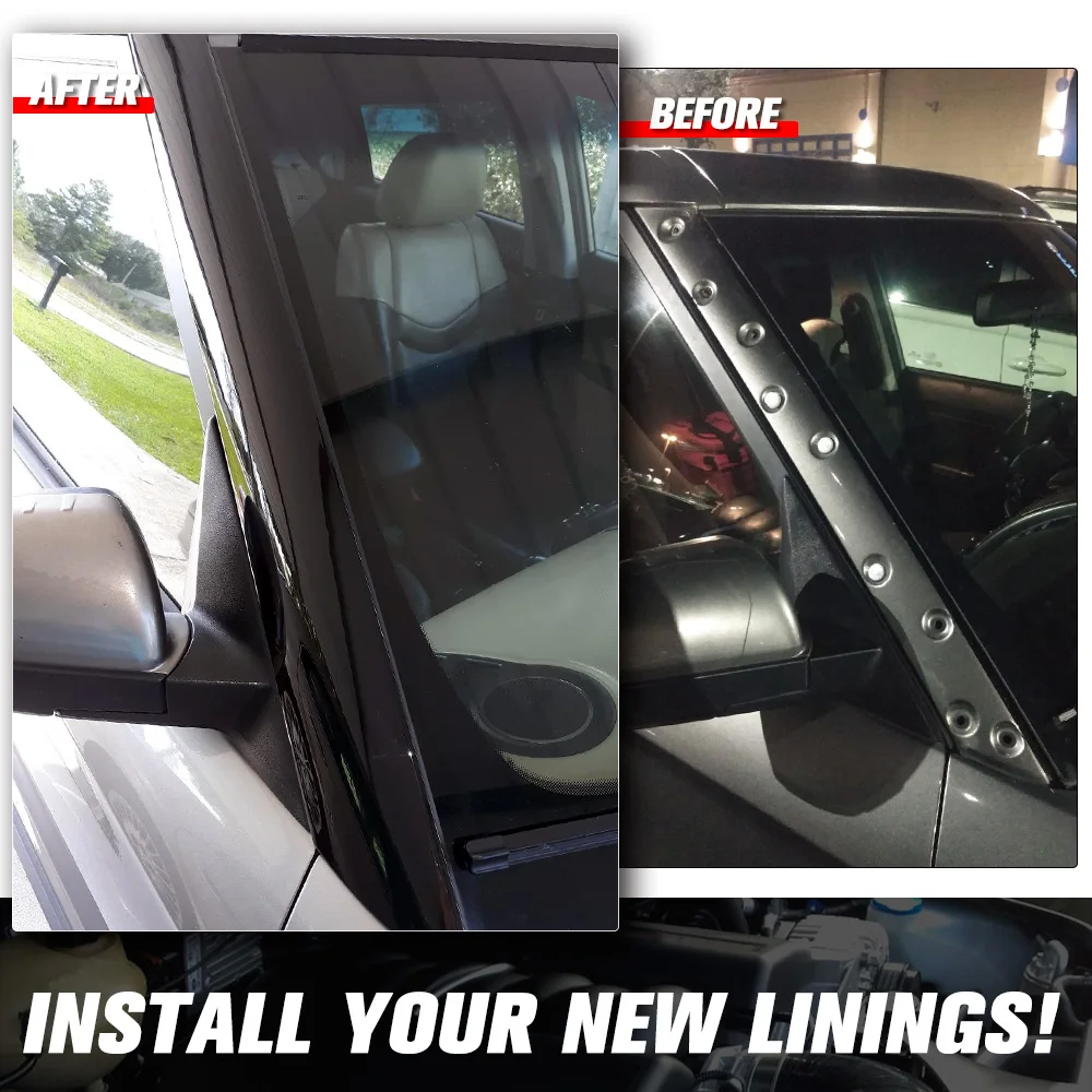 Left + Right Car Exterior Molding Windshield Pillar Trim Front For Kia Soul 2010 2011 2012 2013 86170-2K500 86180-2K500