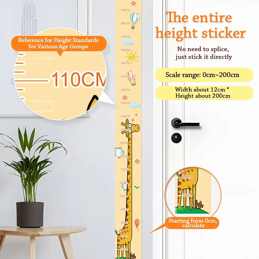 2M Height Height Measurement Sticker Self-adhesive Waterproof Height Measuring Tape Catoon Pattern Removable